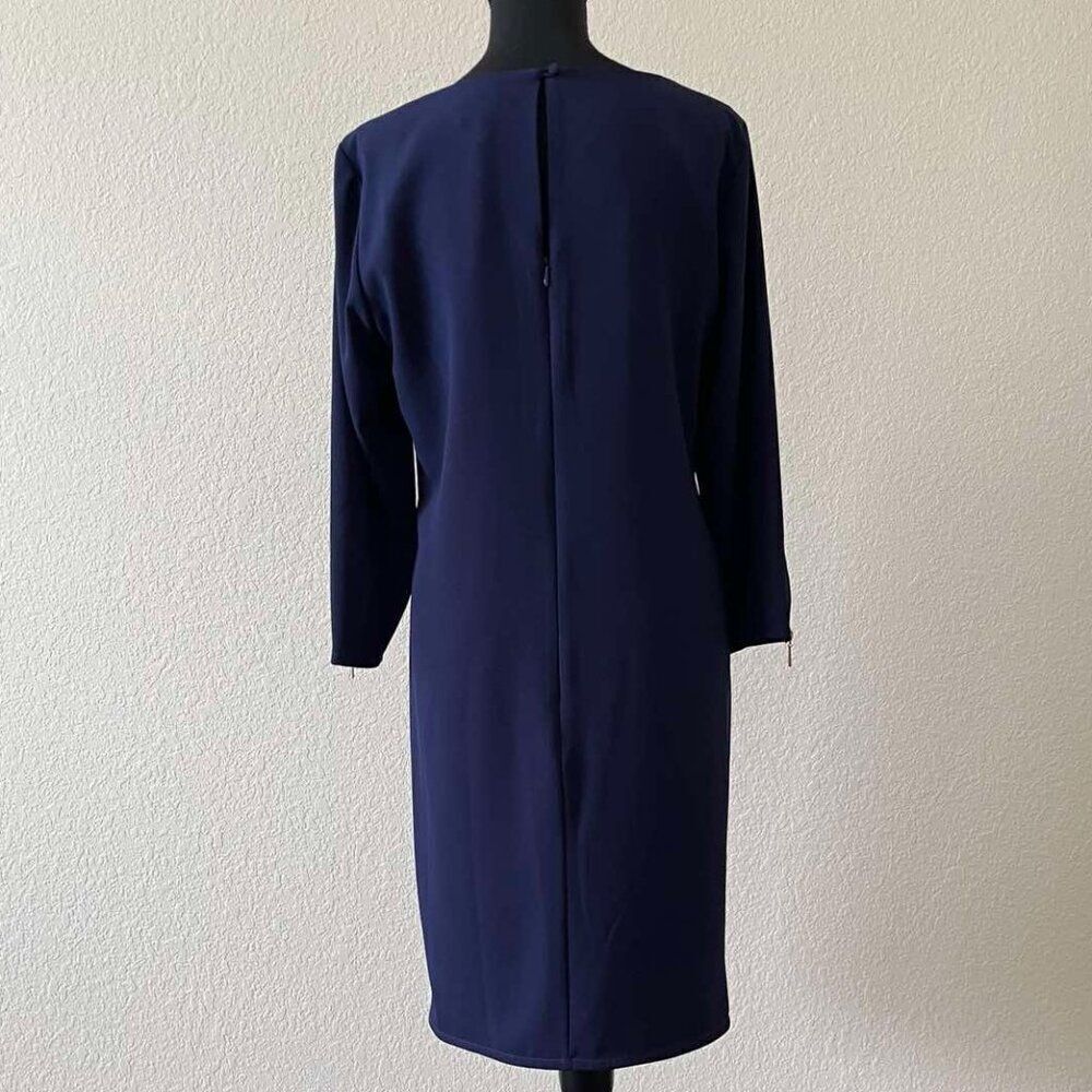 Laundry by Shelli Segal Navy Blue 3/4-sleeve Midi Dress 8 - Picture 2 of 15